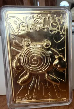 Pokemon Nintendo 1999 24kGold Plated Metal #61 Poliwhirl Trading Card Only - Image 5