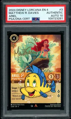 2024 Disney Lorcana Ariel Matthew Davies Signed Flounder Sketched PSA AUTO 10 - Image 1