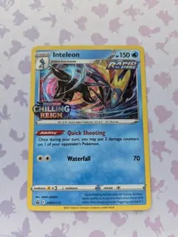 Inteleon - SWSH113 - Pokemon Sword & Shield Promo PreRelease Holo Rare Card NM - Image 1