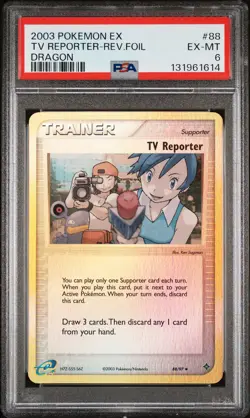 2003 POKEMON EX DRAGON #88 TV REPORTER-REVERSE FOIL PSA 6 - Image 1