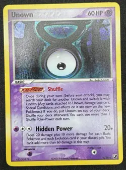 2005 Pokemon Unseen Forces Unown Holo V/28 MP (Damaged) - Image 1