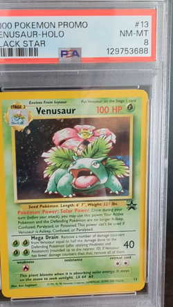 2000 POKEMON TCG BLACK STAR PROMO #13 VENUSAUR - HOLO PSA 8 NM-MT with SWIRL - Image 2