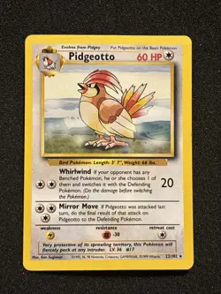 1999 Pokemon TCG Pidgeotto 22/102 Unlimited Base Set WOTC Non-Holo Rare LP+/NM! - Image 1