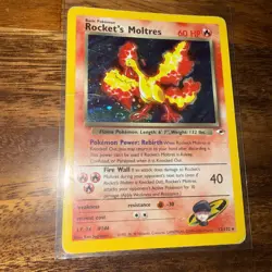 Pokemon TCG Rockets Moltres Holo Rare Card 12/132 Gym Heroes - Image 1