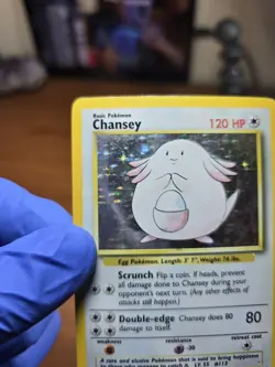 Chansey 3/102 Base Set Holo Pokemon Card MP - Image 2