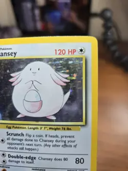 Chansey 3/102 Base Set Holo Pokemon Card MP - Image 3