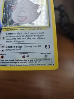 Chansey 3/102 Base Set Holo Pokemon Card MP - Image 4