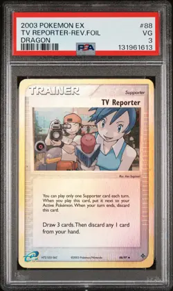 2003 POKEMON EX DRAGON #88 TV REPORTER-REVERSE FOIL PSA 3 - Image 1