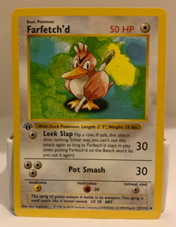 1st Edition Farfetch’d Pokemon card Shadowless Base Set Near Mint or above - Image 1