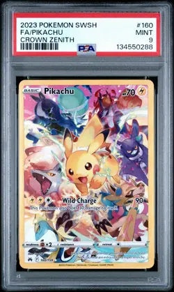 2023 POKEMON SWORD & SHIELD CROWN ZENITH #160 FULL ART/PIKACHU PSA 9 TCG - Image 1