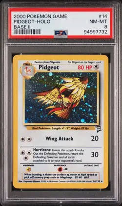 Pokemon Card PSA 8 Pidgeot Base Set 2 2000 Holo 14/130 - Image 1