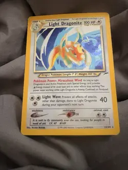 Pokemon TCG Light Dragonite Neo Destiny Holo Card 14/105 Unlimited Rare PSA 7 - Image 1