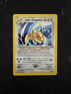 Pokemon TCG Light Dragonite Neo Destiny Holo Card 14/105 Unlimited Rare - Image 1