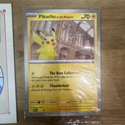 IN HAND Pokemon x Natural History Museum Pikachu Jumbo Promo Card & Leaflet - Image 2