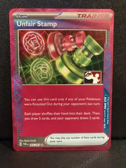 165/167 Unfair Stamp - Prize Pack Series 6 Pokemon TCG Play Stamped Ace Spec - Image 1