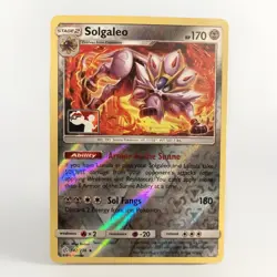 SM Cosmic Eclipse Solgaleo 142/236 Reverse Holo Pokemon Club League Play! Stamp - Image 1