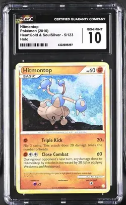 CGC 10 Hitmontop - 5/123 - Pokemon Heart Gold Soul Silver Holo Rare - Image 1