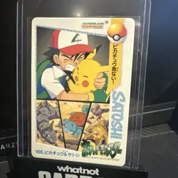Japanese Pokemon Carddass 1999 Bandai Pocket Monster Ash Ketchum Pikachu #166 NM - Image 1