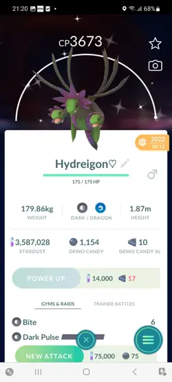 Pokemon Go Shiny Hydreigon (High CP) - Image 1