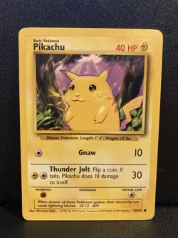 Pokemon Card Pikachu 58/102 Yellow Cheeks Base Set Unlimited Vintage Pokemon - Image 1