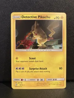 Pokemon Detective Pikachu #10/18 Detective Pikachu Holo Rare Movie Card TCG LP - Image 1