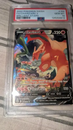 PSA 10 Charizard V 154/172 Alternate Alt Art SWSH Brilliant Stars Pokemon Card - Image 1