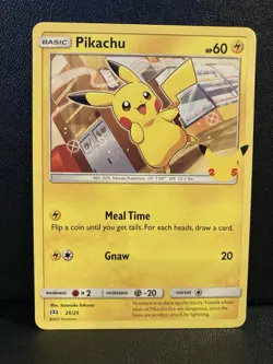 Pikachu 25/25 Non-holo NM Pokemon TCG McDonald’s 25th Anniversary Celebrations - Image 1