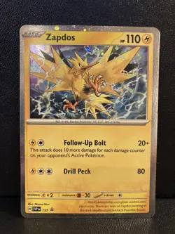 Zapdos #157 Cosmo Holo Black Star Promo Surging Sparks Pokemon Scarlet & Violet - Image 1