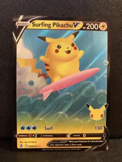 Pokemon TCG - CELEBRATIONS - SURFING PIKACHU V 008/025 LP - Image 1