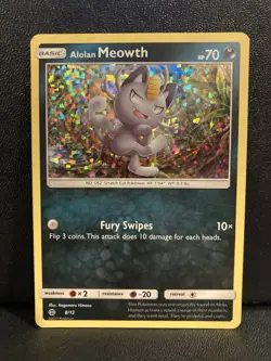 POKEMON ALOLAN MEOWTH 8/12 MCDONALDS PROMO HOLO LP-NM - Image 1