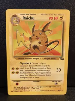 Raichu 29/62 Fossil Non-Holo Rare Pokemon TCG WOTC NM - Image 1