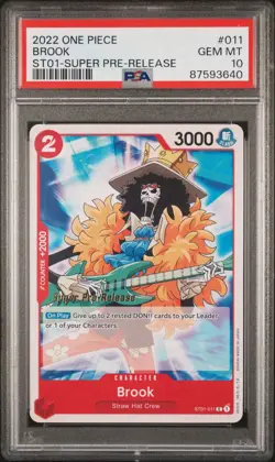 ONE PIECE SUPER PRE RELEASE ST01-011 BROOK PSA 10 GEM MINT - Image 1