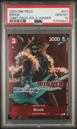 BROOK WINNER - TOURNAMENT PACK VOL.4 - ONE PIECE PROMO 2023 ST01-011 PSA 10 - Image 1