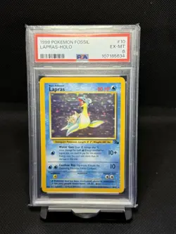 1999 Pokemon Fossil Lapras Holo Rare #10/62 PSA 6 - Image 1