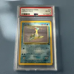 1999 Pokemon Fossil Unlimited 10/62 Holo Lapras PSA Grade 6 - Image 1