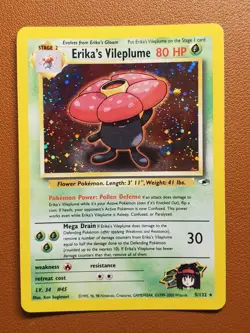 Erika's Vileplume LP NM Unlimited Gym Heroes 5/132 Pokemon TCG Holo - Image 1