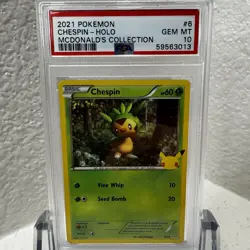 2021 POKEMON MCDONALD'S COLLECTION #6/25 CHESPIN HOLO - PSA 10 GEM MINT - Image 1