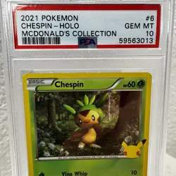 2021 POKEMON MCDONALD'S COLLECTION #6/25 CHESPIN HOLO - PSA 10 GEM MINT - Image 2
