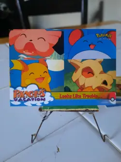 Pokemon Looks Like Trouble... Topps Pikachu's Vacation 44 Blue Label NM Vintage - Image 1