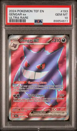 2024 Pokemon Tef En-Temporal Forces #193 Gengar Ex Ultra Rare PSA 10 - Image 1