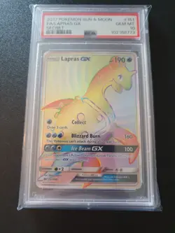 Pokemon TCG Lapras GX Rainbow Rare 151/149 Sun & Moon PSA 10 Gem Mint - Image 1