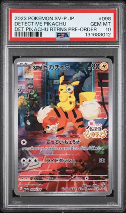2023 POKEMON JPN SV-P PROMO #098 DETECTIVE PIKACHU PSA 10 - Image 1