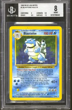 Pokemon Base Set Unlimited Blastoise 2/102 BGS 8 - 9 8.5 8.5 7.5 NEAR MINT NM - Image 1