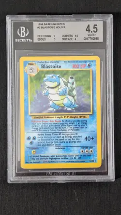 BGS 4.5 Blastoise Holo R #2/102 1999 Base Set Unlimited Pokemon - Image 1