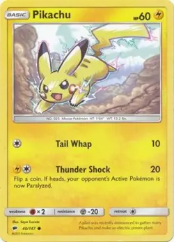 Pokemon Pikachu - 40/147 - Common NM-Mint Burning Shadows - Image 1