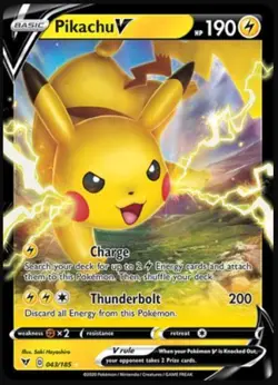 Pokemon Pikachu V - 043/185 - Ultra Rare NM-Mint Vivid Voltage - Image 1