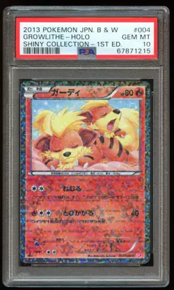 PSA 10 Growlithe Holo B&W Shiny Collection SC 004/020 Japanese Pokemon Card 2013 - Image 1