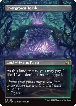 MTG FOIL 350 OVERGROWN TOMB Borderless Reversible Lorwyn Eclipsed Pack Fresh - Image 2