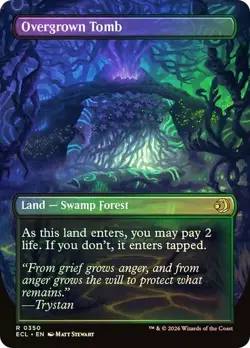 MTG FOIL- 350 OVERGROWN TOMB - BORDERLESS FOIL Lorwyn Eclipsed Pack Fresh - Image 2