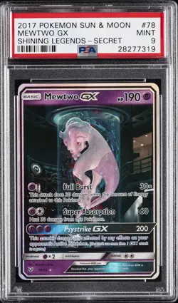 2017 POKEMON SUN & MOON SHINING LEGENDS SECRET #78 MEWTWO GX PSA 9 - Image 1